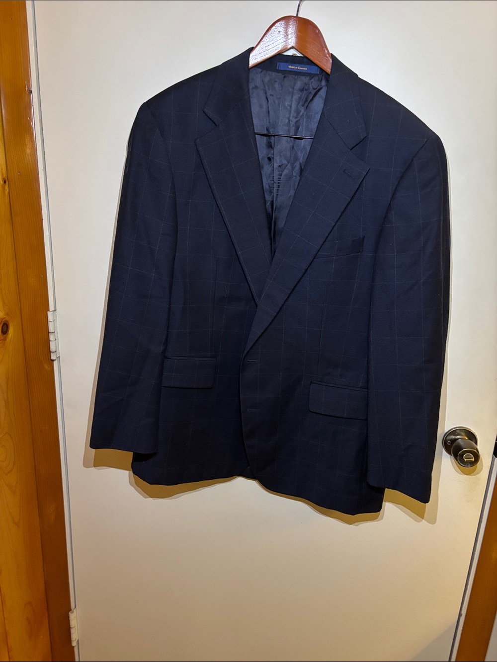Ralph Lauren Chaps Men's Navy Windowpane Blazer Wool